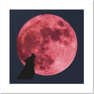 super pink moon wolf Posters and Art